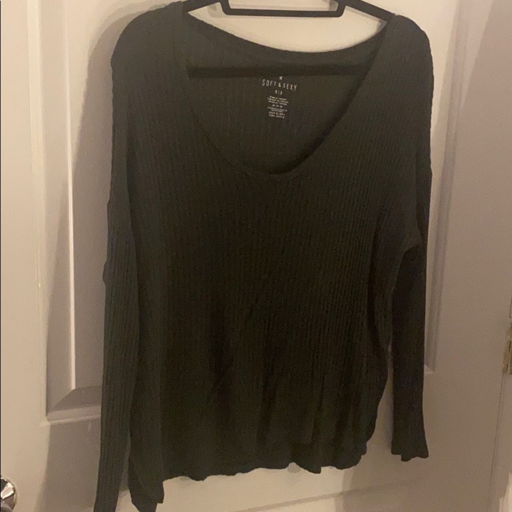 Green scoop neck